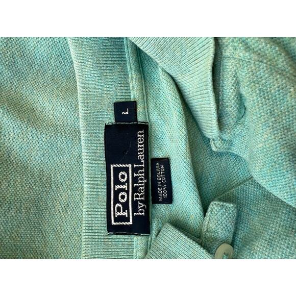 Polo Ralph Lauren 100% Pique Cotton Collared Shirt Pastel Green Size Large SG - Picture 6 of 7